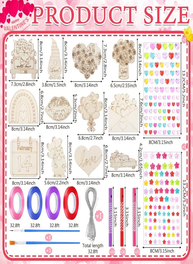 مجموعة هدايا عيد الحب من ميني إنفلات، 24 قطعة، تتضمن مجموعة صنع أجراس الرياح بنفسك، وزينة خشبية على شكل قلب، مثالية لهدايا عيد الحب ولوازم الحفلات. - Image 3